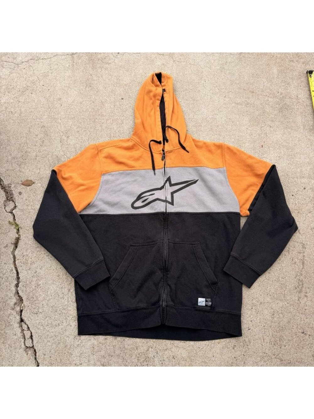 Vintage Alpinestars Hoodie Sweatshirt Men's XXL Zip-Up Grunge Emo Y2K Skate